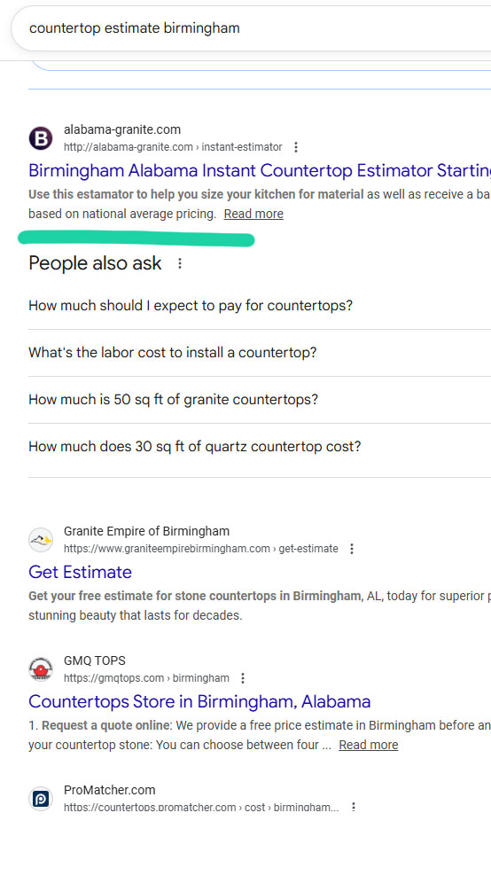 Countertop Estimate Birmingham Leading the market for over 10 years